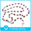 316 Stainless Steel Chain with Natural Stone Bead Wholesale San Virgin Mary Rosary Necklace for Catholic